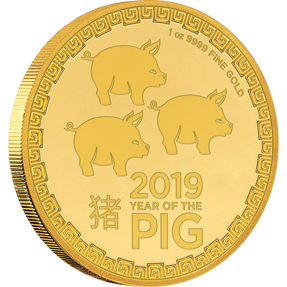 1oz Gold Bullion Coin Year of the Pig Niue 2019