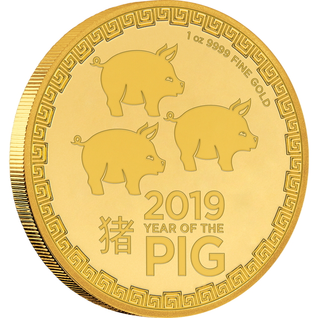 1oz Gold Bullion Coin Year of the Pig Niue 2019